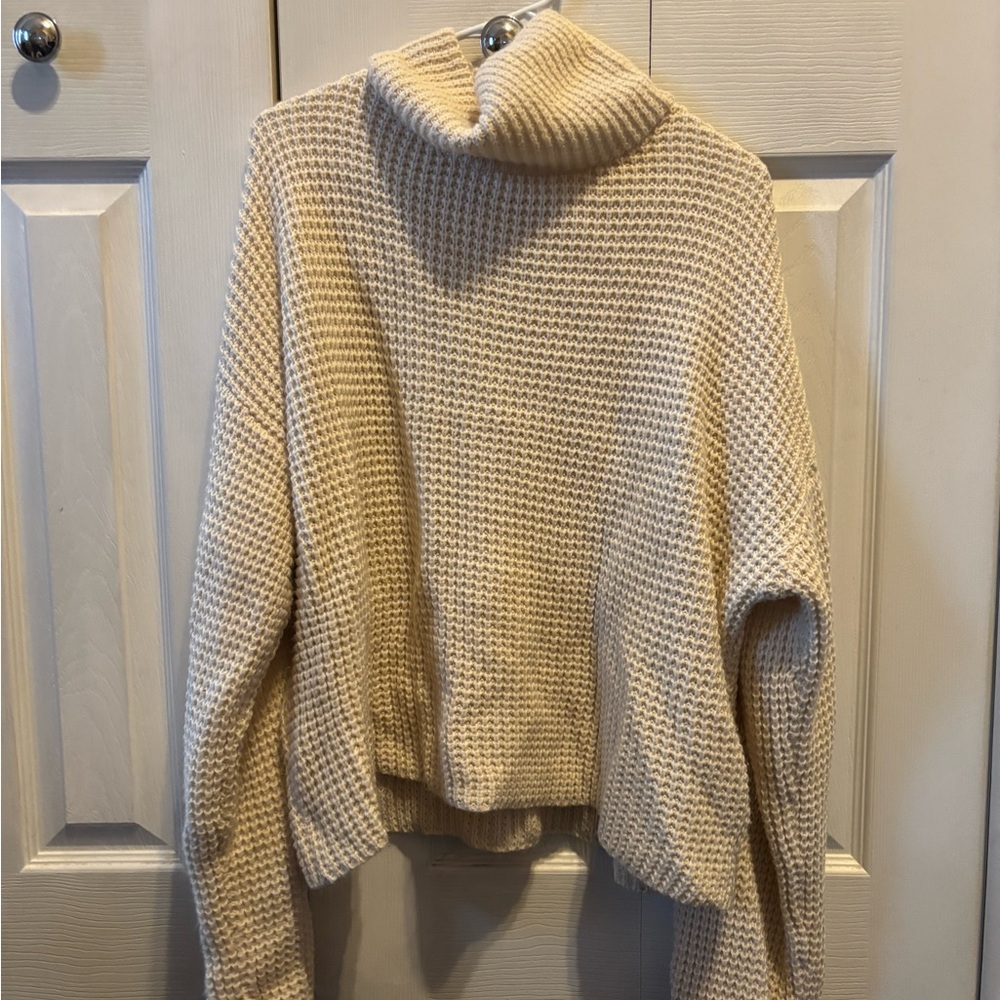 SHEIN Cream Knit Turtleneck Sweater